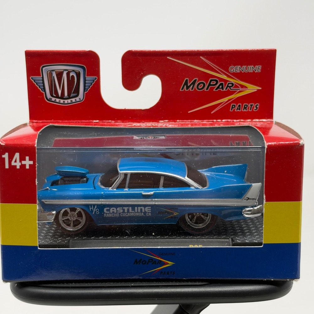 M2 Machines 1958 Plymouth Fury Blue Mopar Parts Ground Pounders R25 82161